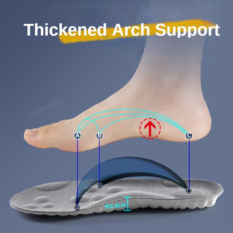 4D Sports Shoes Insoles Super Soft Running Insole for Feet Shock Absorption Baskets Shoe Sole Arch Support Orthopedic