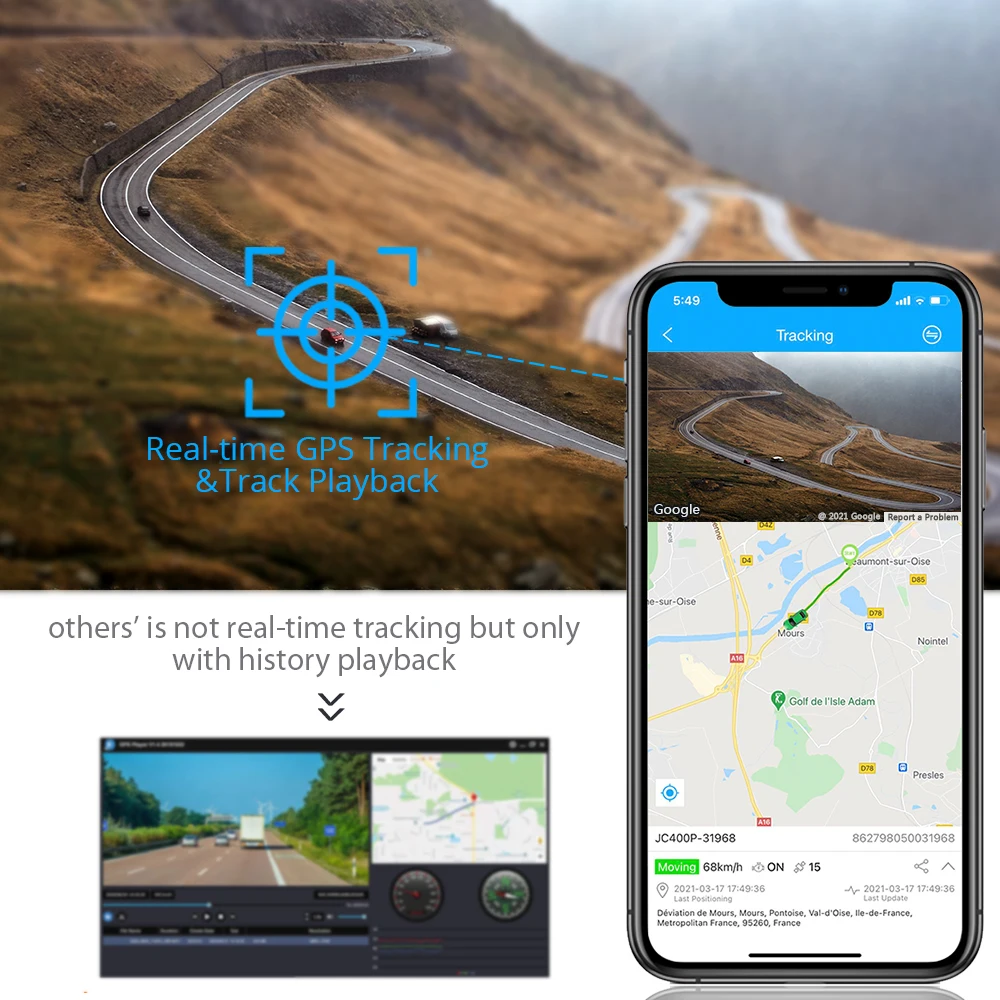 4G Car Camera With Live Stream 1080P Dual Cameras GPS Tracking WIFI Hotspot Multiple Alarms DVR Dash Cam Free APP Web