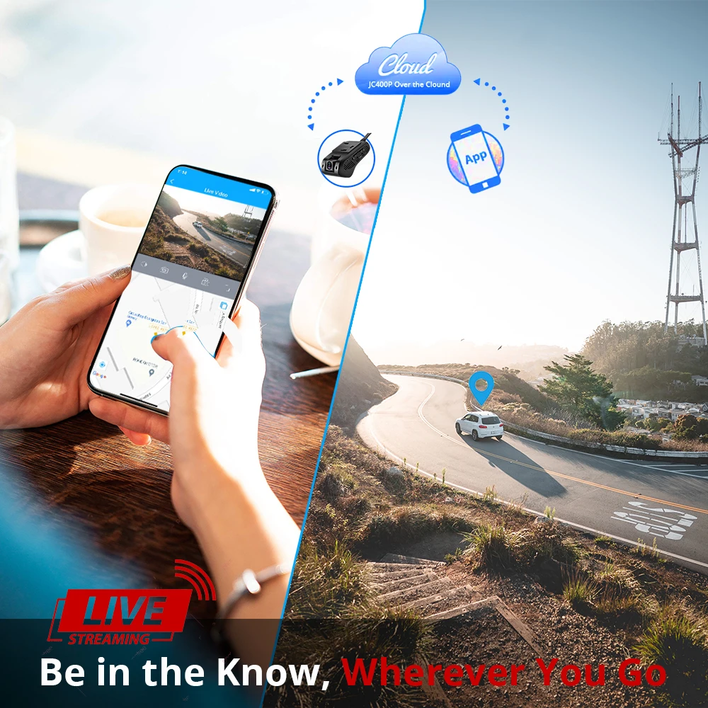 4G Car Camera With Live Stream 1080P Dual Cameras GPS Tracking WIFI Hotspot Multiple Alarms DVR Dash Cam Free APP Web