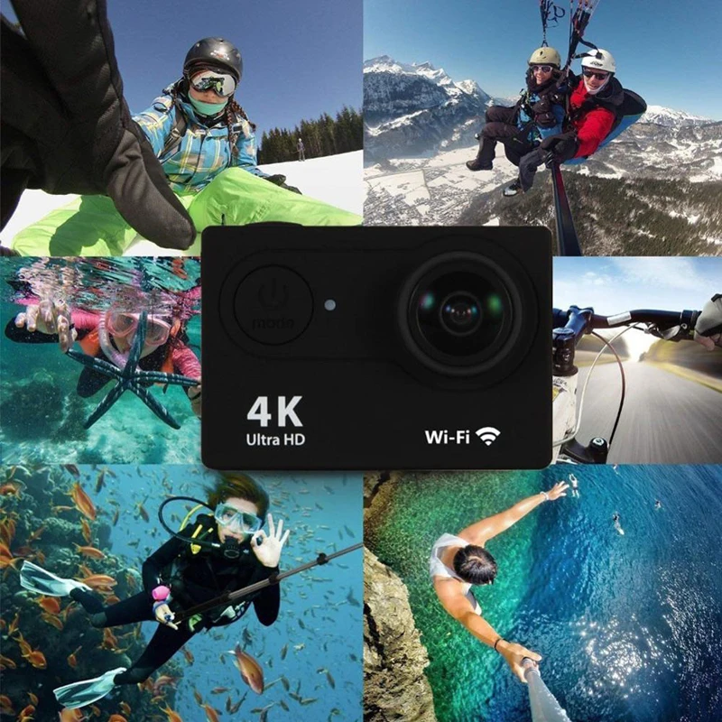 4K Action Camera 1080P/30FPS WiFi 2.0″ 170D Underwater Waterproof Helmet Video Recording Camera Sports Cameras Outdoor