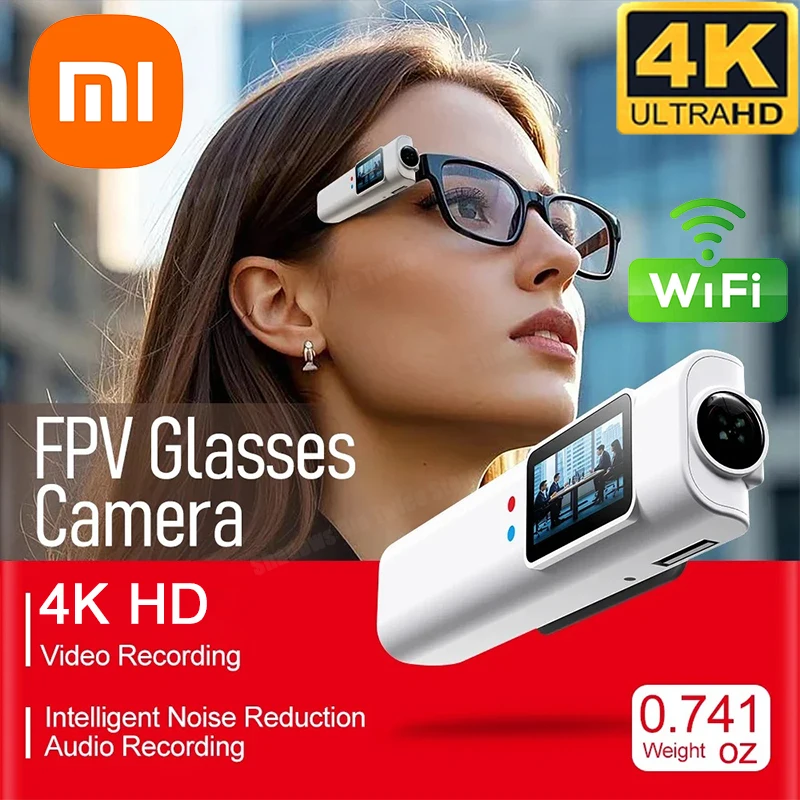 4K Mini FPV Eyeglasses Video Shooting Micro-camera HD WiFi Intelligent Headset Glasses Video&Sound Recording WiFi APP