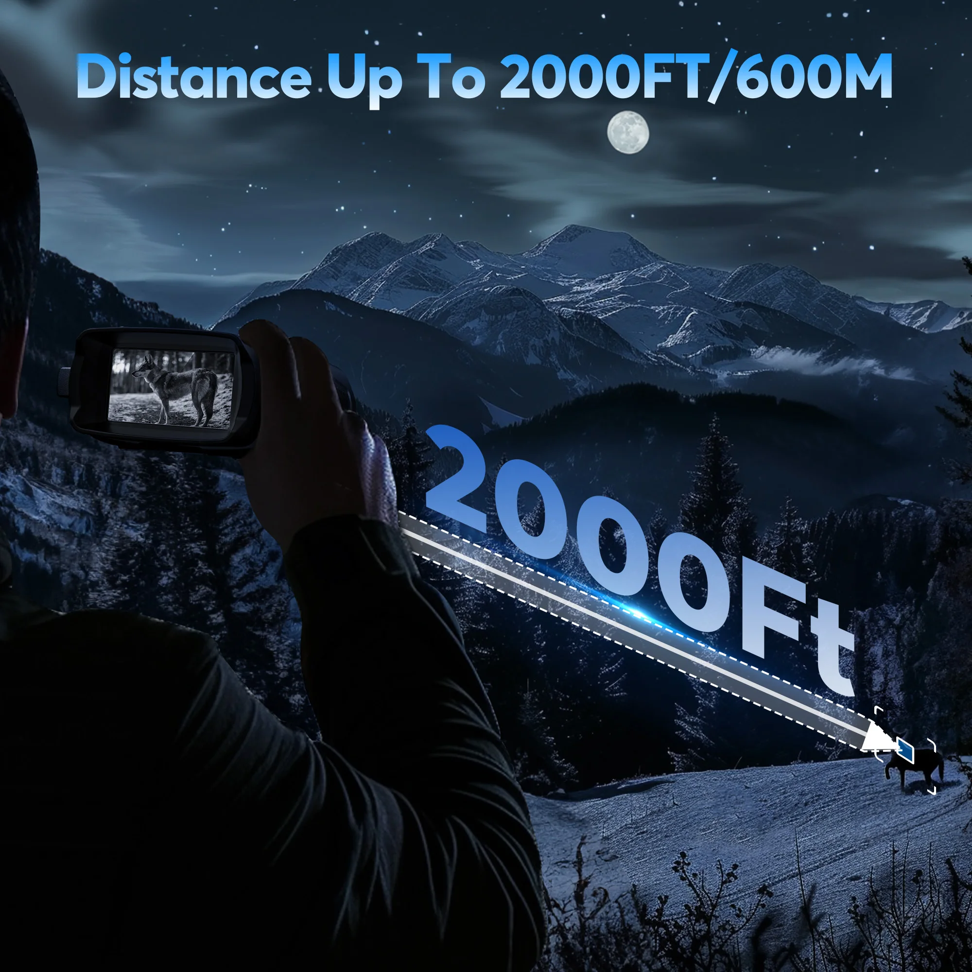 4K Night Vision Binoculars 32GB Infrared Night Vision Goggles 3” Large Screen 8X Digital Zoom Tactical Light for