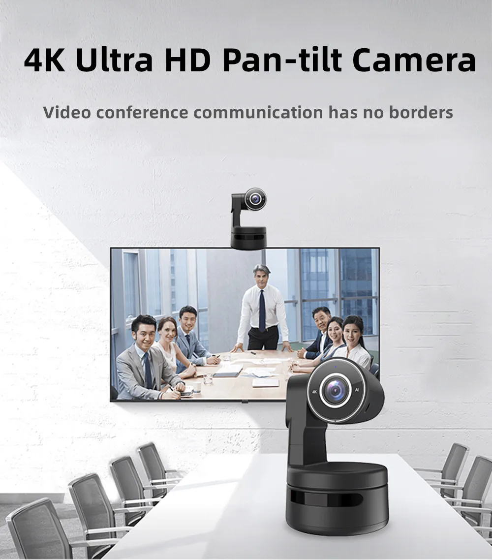 4K PTZ Webcam AI Function with Mics Camera 4X Digital Zoom Auto Track Focus for Youtube Living Stream Online Meet Video 4K PTZ Webcam AI Function with Mics Camera 4X Digital Zoom Auto Track Focus for Youtube Living Stream Online Meet Video