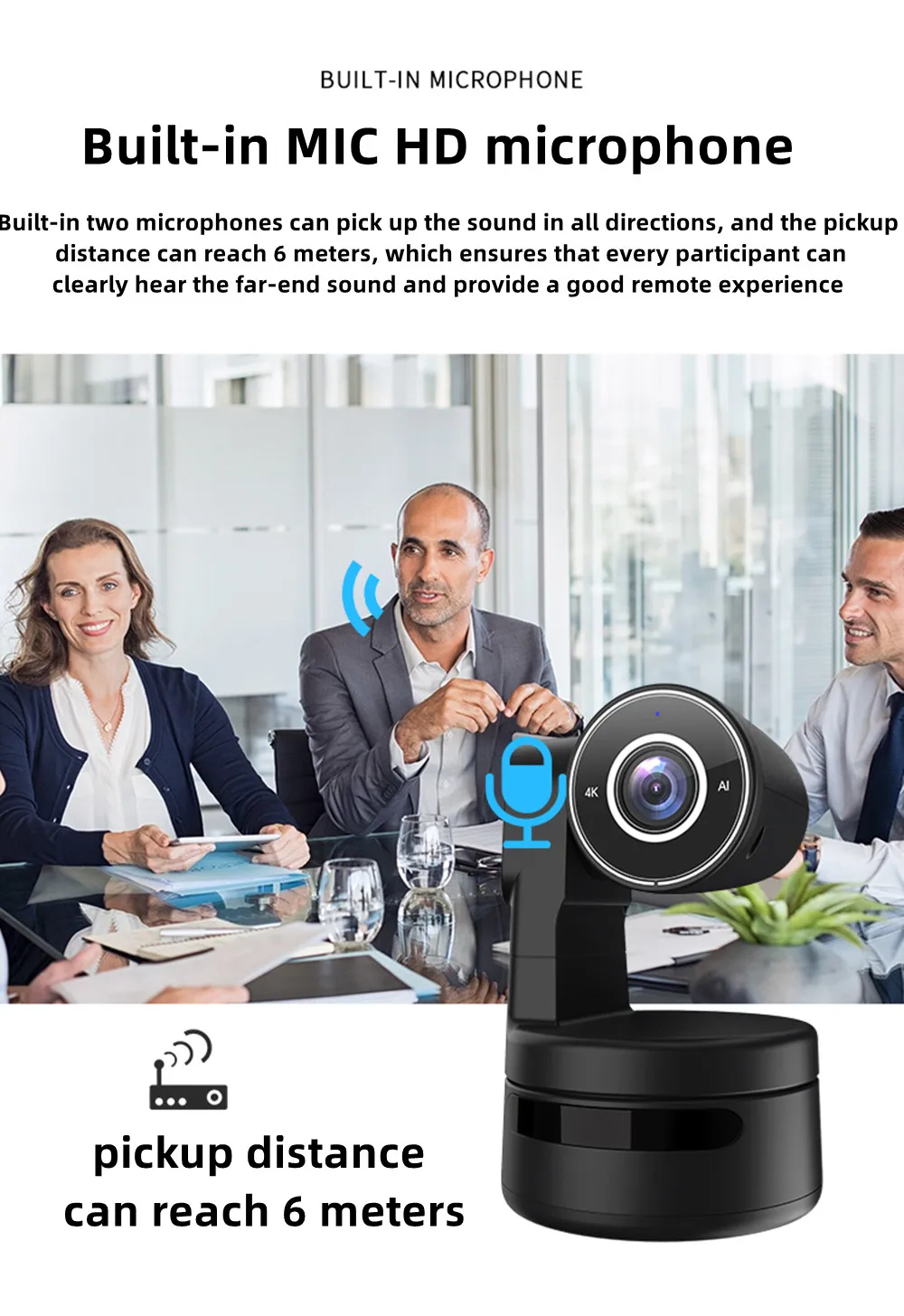 4K PTZ Webcam AI Function with Mics Camera 4X Digital Zoom Auto Track Focus for Youtube Living Stream Online Meet Video 4K PTZ Webcam AI Function with Mics Camera 4X Digital Zoom Auto Track Focus for Youtube Living Stream Online Meet Video