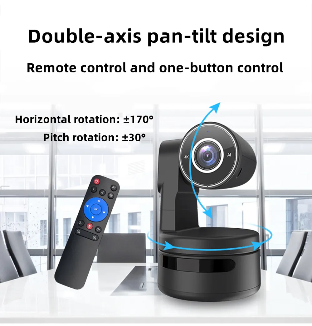 4K PTZ Webcam AI Function with Mics Camera 4X Digital Zoom Auto Track Focus for Youtube Living Stream Online Meet Video 4K PTZ Webcam AI Function with Mics Camera 4X Digital Zoom Auto Track Focus for Youtube Living Stream Online Meet Video