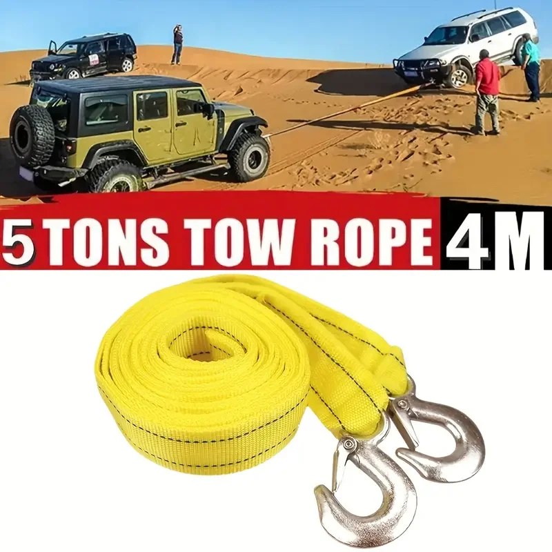 4M Car Tow Cable Heavy Duty 5 Ton Trailer Rope Towing Pull Rope Strap Hooks Van Road Recovery Car Accessories 4M Car Tow Cable Heavy Duty 5 Ton Trailer Rope Towing Pull Rope Strap Hooks Van Road Recovery Car Accessories