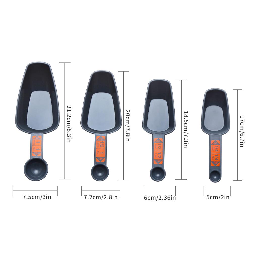 4pc Measuring Spoons Baking Cooking 1/4 Cup To 1 Cup PP Plastic With Scale Coffee Measuring Scoops Kitchen Tool