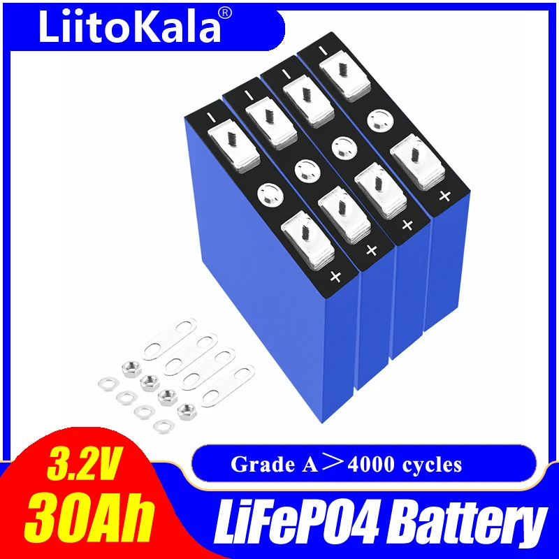 4pcs 3.2V 30Ah LiFePO4 Battery Cell Lithium Iron Phosphate Deep Cycles for DIY 12V 24V 36V 48V Solar Energy UPS Power 4pcs 3.2V 30Ah LiFePO4 Battery Cell Lithium Iron Phosphate Deep Cycles for DIY 12V 24V 36V 48V Solar Energy UPS Power