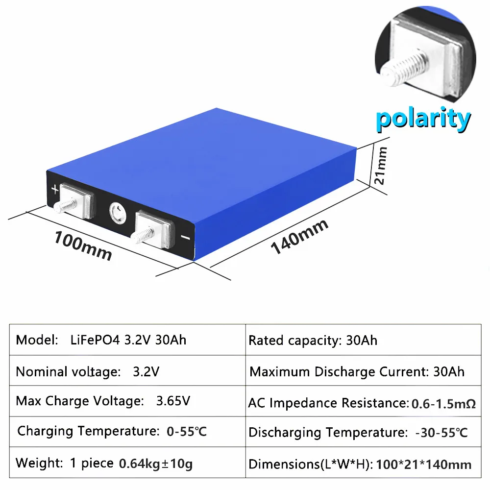 4pcs 3.2V 30Ah LiFePO4 Battery Cell Lithium Iron Phosphate Deep Cycles for DIY 12V 24V 36V 48V Solar Energy UPS Power 4pcs 3.2V 30Ah LiFePO4 Battery Cell Lithium Iron Phosphate Deep Cycles for DIY 12V 24V 36V 48V Solar Energy UPS Power