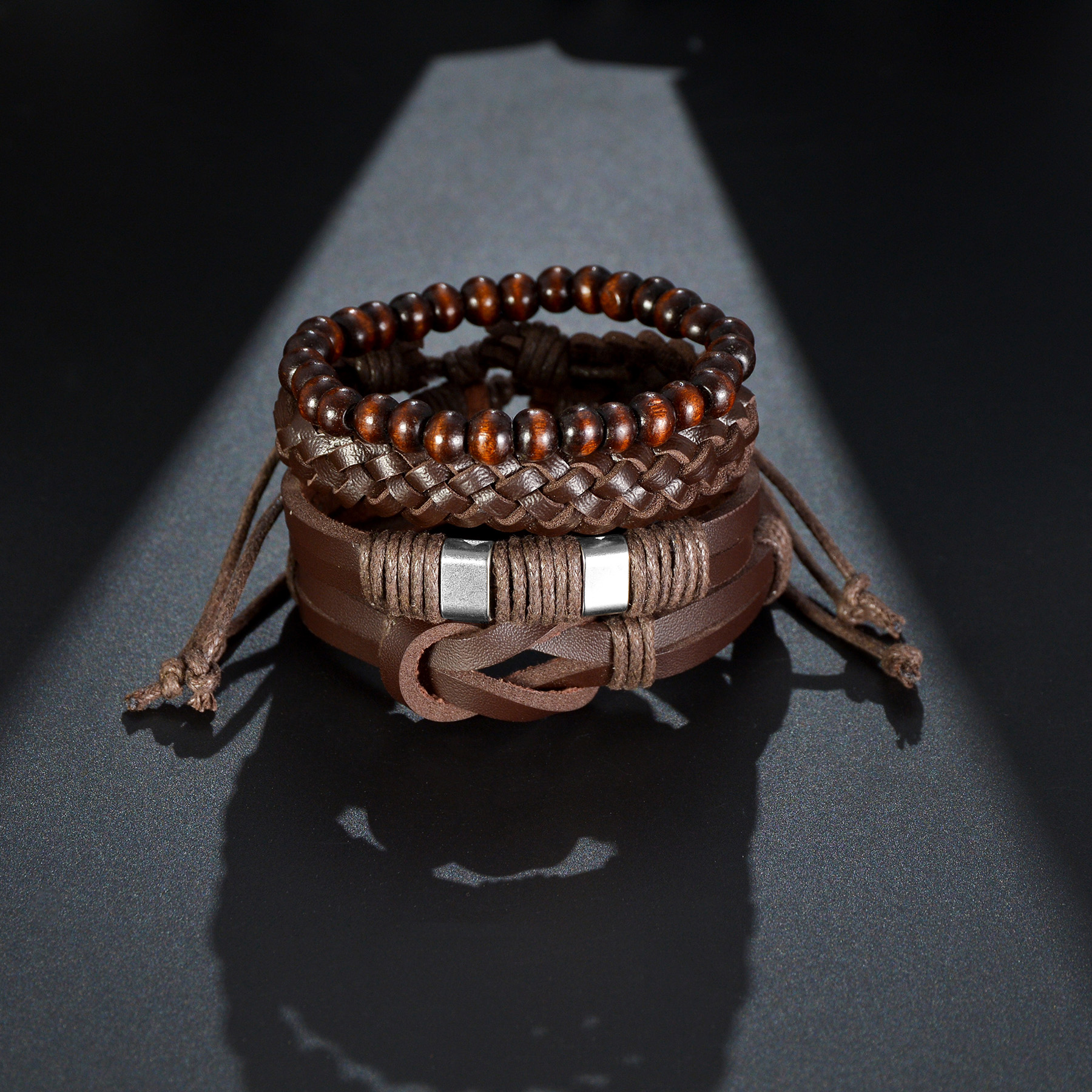 4Pcs Braided Wrap Leather Bracelet for Men Vintage Life Tree Guitar Wood Beads Fashion Male Bracelets Wristband 4Pcs Braided Wrap Leather Bracelet for Men Vintage Life Tree Guitar Wood Beads Fashion Male Bracelets Wristband