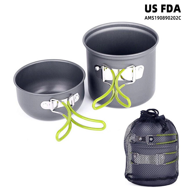 4pcs Camping Picnic Barbecue Pot With Single Picnic Portable Folding Pot Outdoor Pot Set