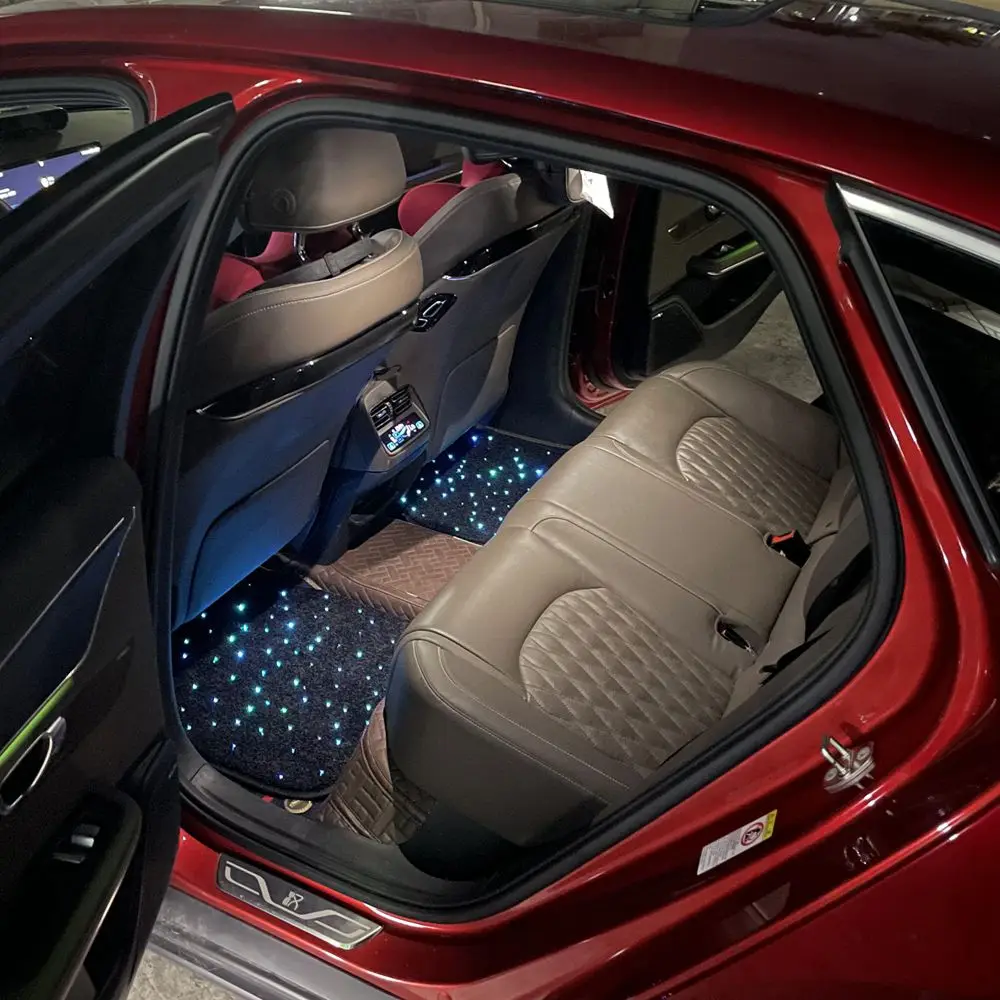 4pcs Fiber Optic Twinkle Stars Car Mats WaterProof Star Light Car LED Rugs With APP Remote Control Light Effect