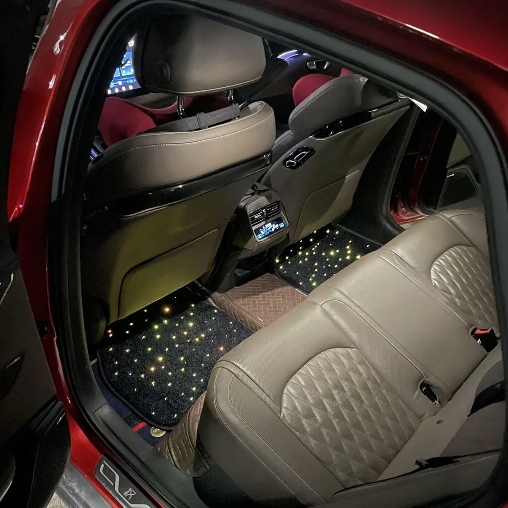 4pcs Fiber Optic Twinkle Stars Car Mats WaterProof Star Light Car LED Rugs With APP Remote Control Light Effect