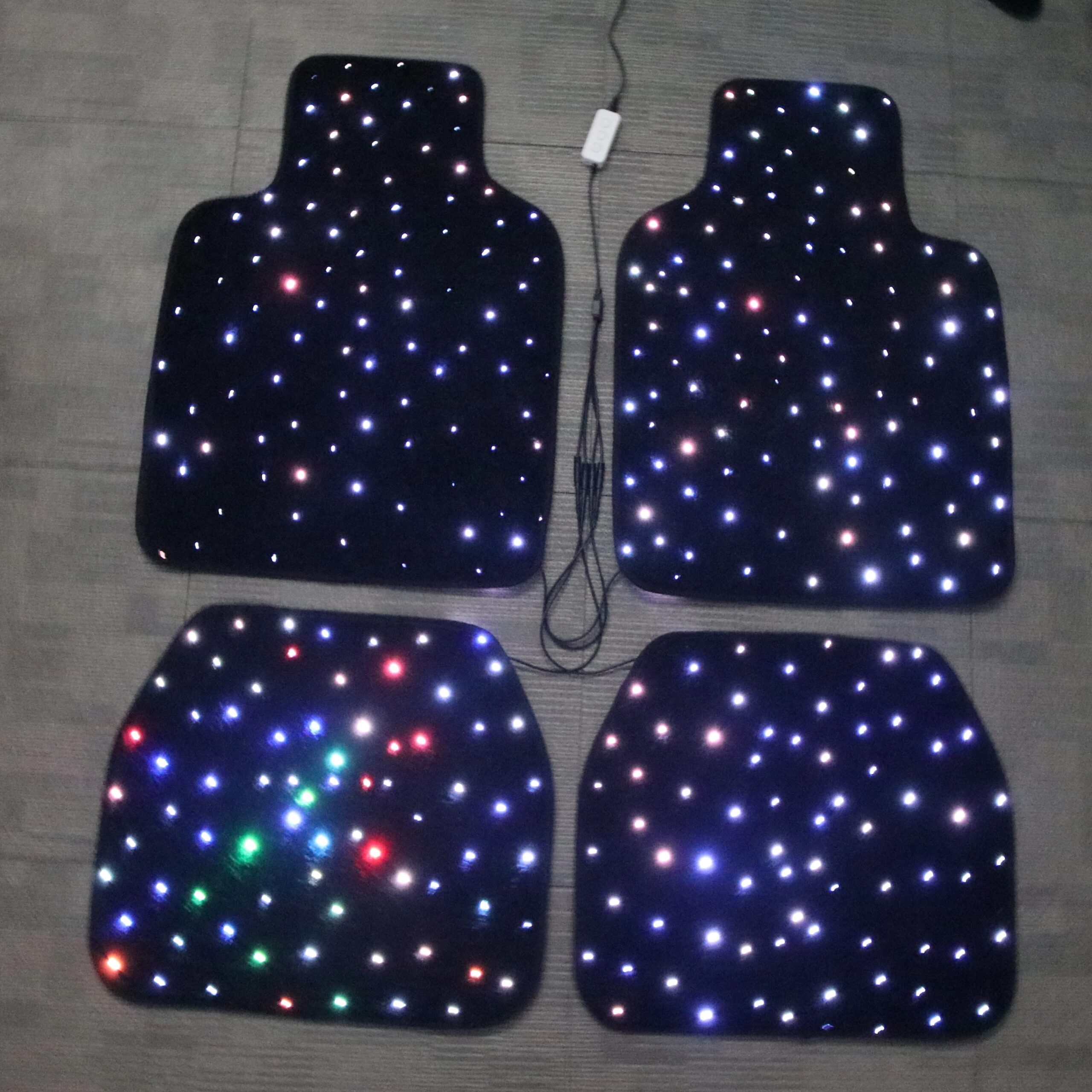 4pcs Fiber Optic Twinkle Stars Car Mats WaterProof Star Light Car LED Rugs With APP Remote Control Light Effect