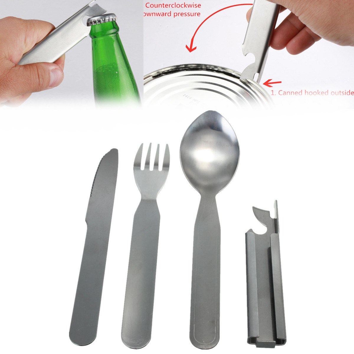 4pcs Silverware Sets Portable Utensils