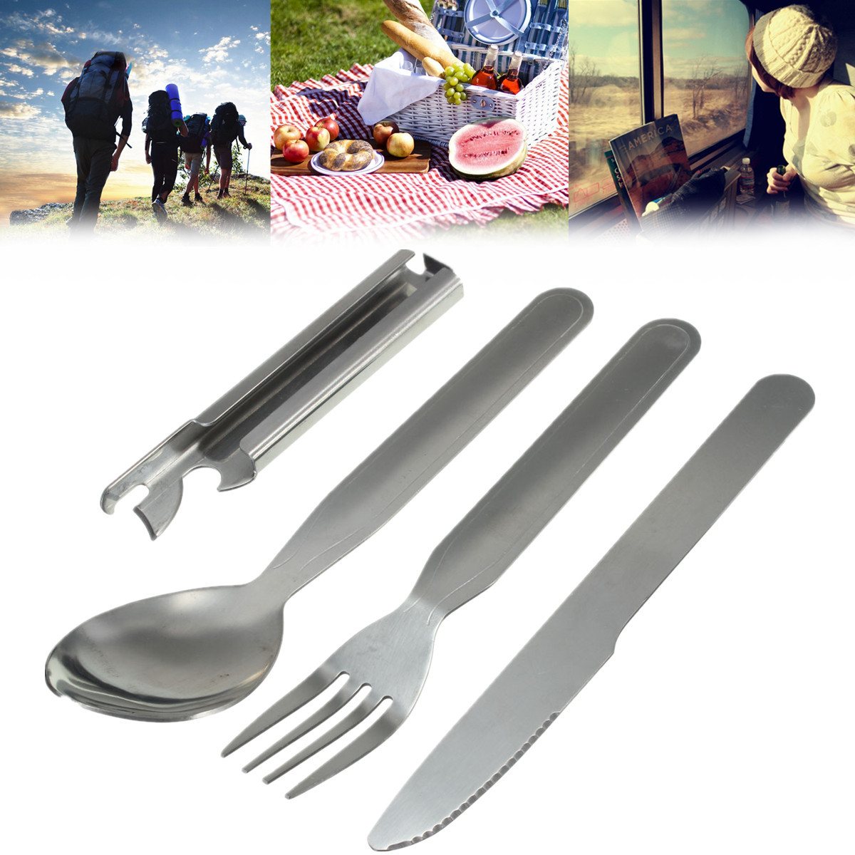 4pcs Silverware Sets Portable Utensils