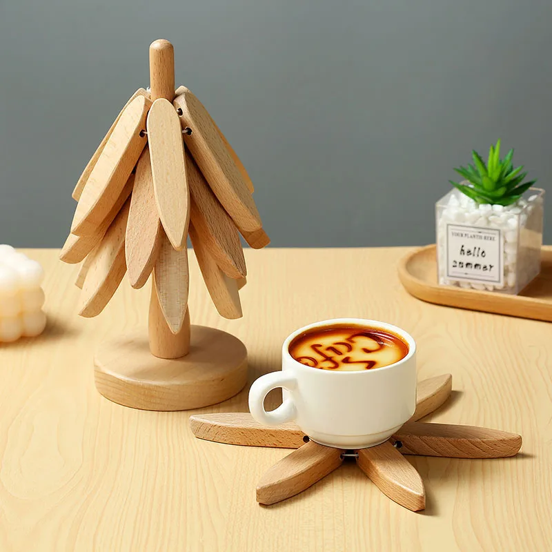 4PCS Tree Design Stand Wooden Trivets Decorative Anti Scald Heat Resistant Table Mat Coaster Wood Placemats Pot 4PCS Tree Design Stand Wooden Trivets Decorative Anti Scald Heat Resistant Table Mat Coaster Wood Placemats Pot