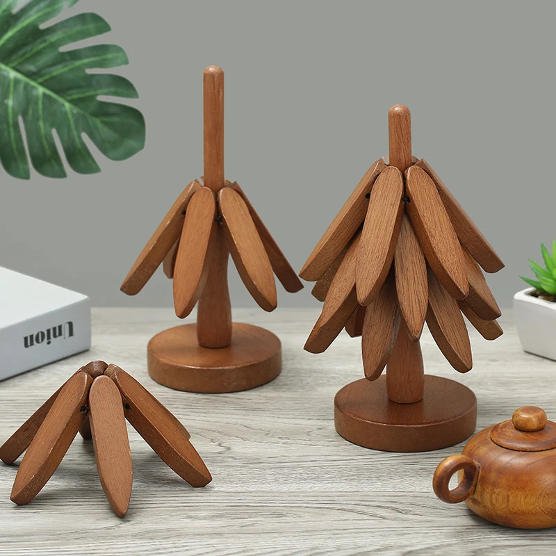 4PCS Tree Design Stand Wooden Trivets Decorative Anti Scald Heat Resistant Table Mat Coaster Wood Placemats Pot 4PCS Tree Design Stand Wooden Trivets Decorative Anti Scald Heat Resistant Table Mat Coaster Wood Placemats Pot