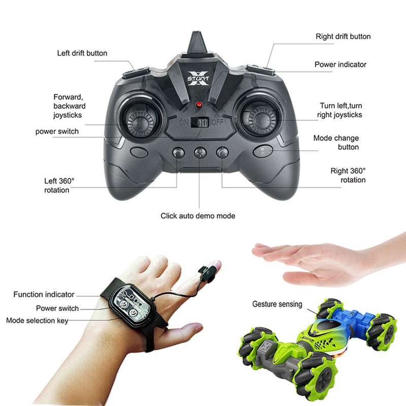 4WD RC Car Toy 2.4G Radio Remote Control Cars RC Watch Gesture Sensor Rotation Twist Stunt Drift Vehicle Toy for