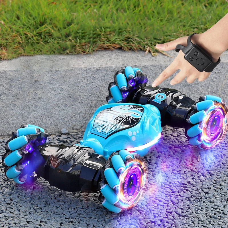 4WD RC Drift Car With Music Led Lights 2.4G Gesture Radio Remote Control Spray Stunt Car 360° Rotating Climbing Car