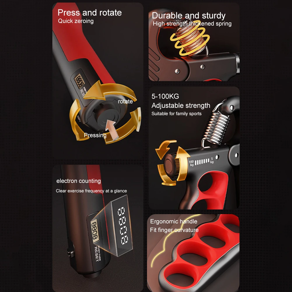 5-100Kg Hand Gripper Gym Wrist Expander Hand Strengthener Adjustable Dynamometer Hand Grip Finger Forearm Trainer 5-100Kg Hand Gripper Gym Wrist Expander Hand Strengthener Adjustable Dynamometer Hand Grip Finger Forearm Trainer
