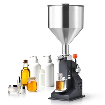 5-100ml Manual Liquid Filling Machine Paste Bottle Filler Adjustable with Hopper for Water Shampoo Honey
