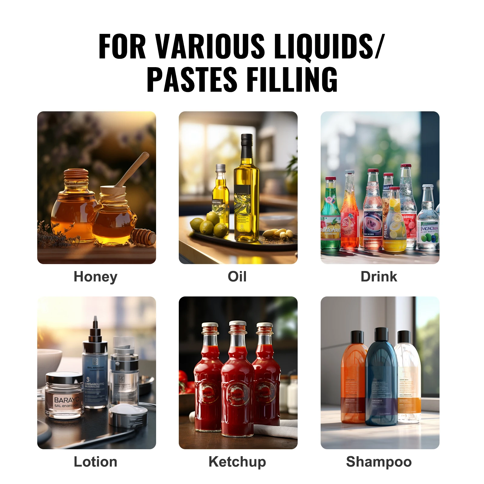 5-100ml Manual Liquid Filling Machine Paste Bottle Filler Adjustable with Hopper for Water Shampoo Honey