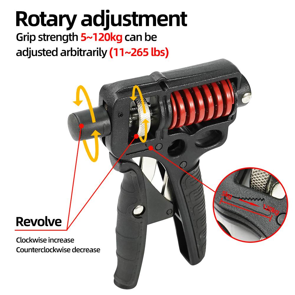 5-120kg Adjustable Heavy Hand Grip Strengthener Finger Expander Arm Wrist Forearm Trainers Fitness Steel Spring Gripper