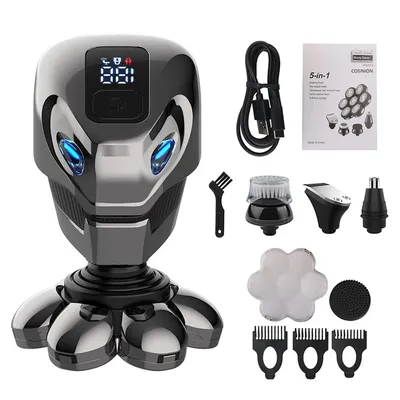 5 IN 1 4D Men's Rechargeable Bald Head Electric Shaver 7 Floating Cutter Beard Nose Ear Hair Trimmer Men Facial 5 IN 1 4D Men's Rechargeable Bald Head Electric Shaver 7 Floating Cutter Beard Nose Ear Hair Trimmer Men Facial