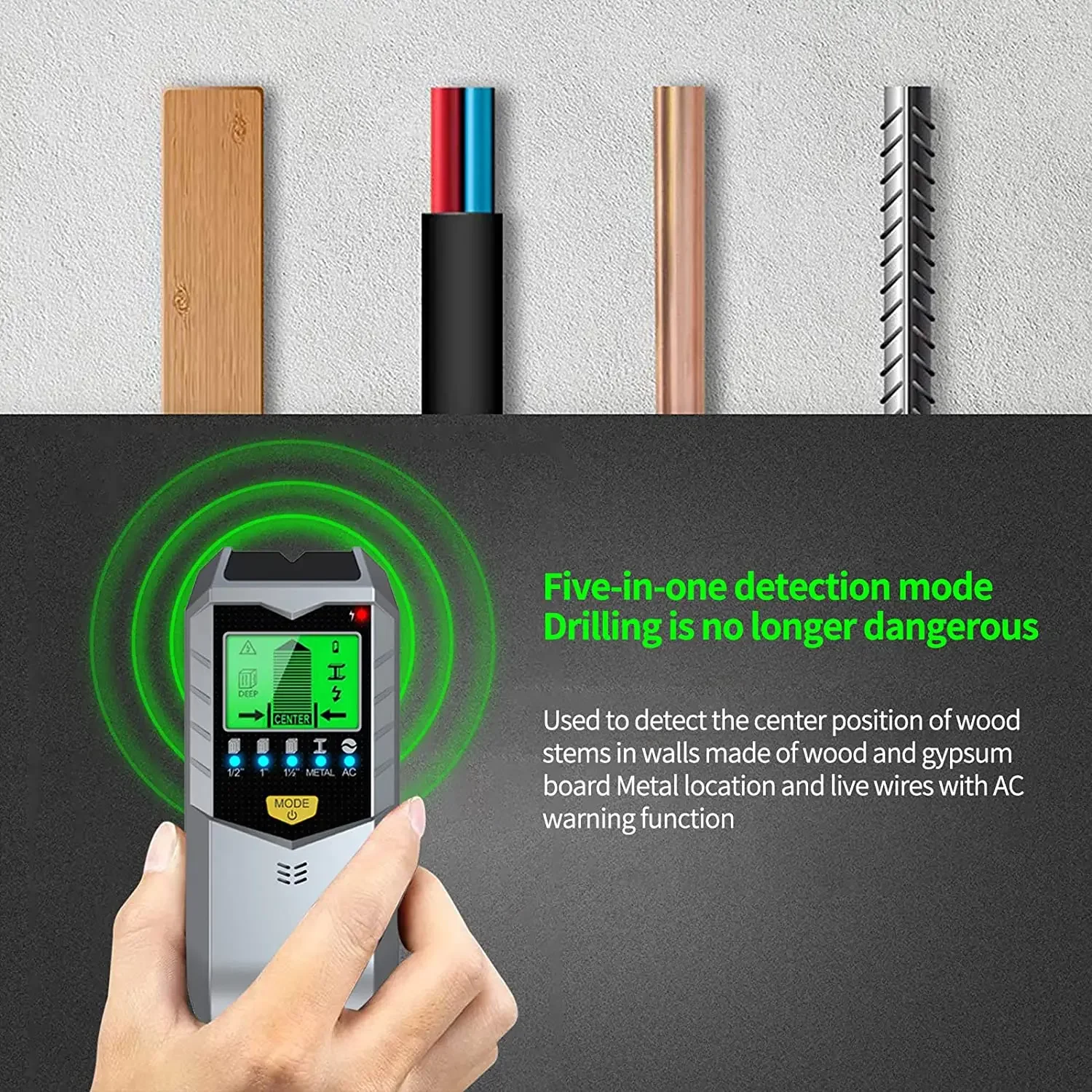 5 In 1 Electronic Wall Detector Finders Multifunctional Handheld Metal Detector Stud Wood Finder Electronic Measuring