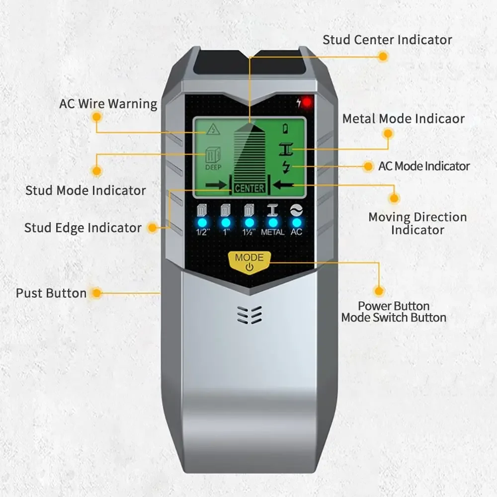 5 In 1 Electronic Wall Detector Finders Multifunctional Handheld Metal Detector Stud Wood Finder Electronic Measuring