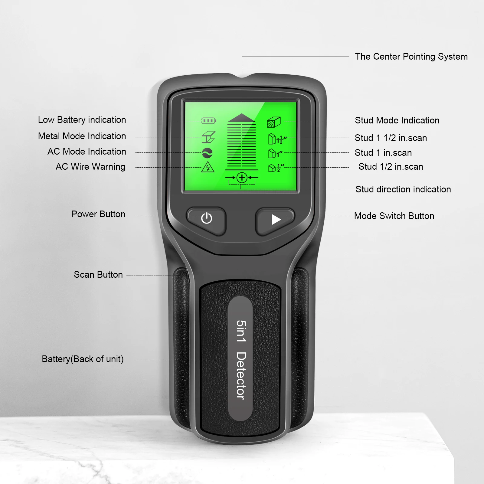 5 In 1 Metal Detector Wall Detector Wall Thickness Gauge Backlight Wall Stud Finder Electronic Wall Scanner Gold Finder 5 In 1 Metal Detector Wall Detector Wall Thickness Gauge Backlight Wall Stud Finder Electronic Wall Scanner Gold Finder