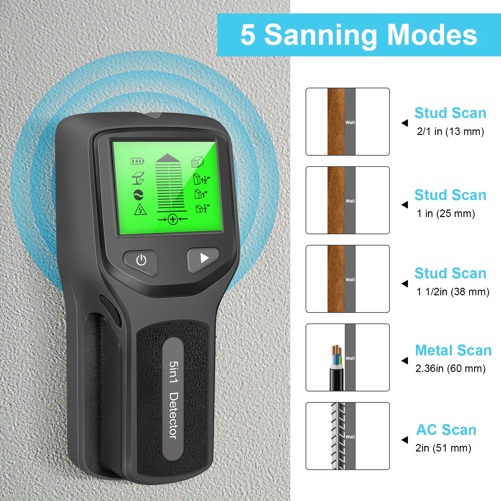 5 In 1 Metal Detector Wall Detector Wall Thickness Gauge Backlight Wall Stud Finder Electronic Wall Scanner Gold Finder 5 In 1 Metal Detector Wall Detector Wall Thickness Gauge Backlight Wall Stud Finder Electronic Wall Scanner Gold Finder