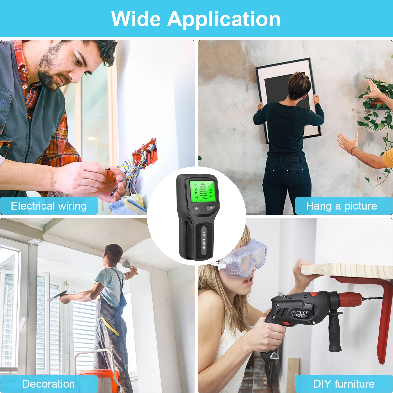 5 In 1 Metal Detector Wall Detector Wall Thickness Gauge Backlight Wall Stud Finder Electronic Wall Scanner Gold Finder 5 In 1 Metal Detector Wall Detector Wall Thickness Gauge Backlight Wall Stud Finder Electronic Wall Scanner Gold Finder