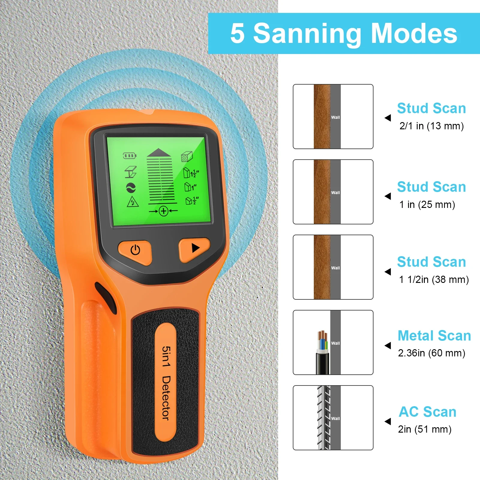 5 In 1 Metal Detector Wall Detector Wall Thickness Gauge Backlight Wall Stud Finder Electronic Wall Scanner Gold Finder 5 In 1 Metal Detector Wall Detector Wall Thickness Gauge Backlight Wall Stud Finder Electronic Wall Scanner Gold Finder