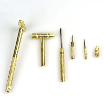 5 in 1 Mini Brass Screwdriver Hammer