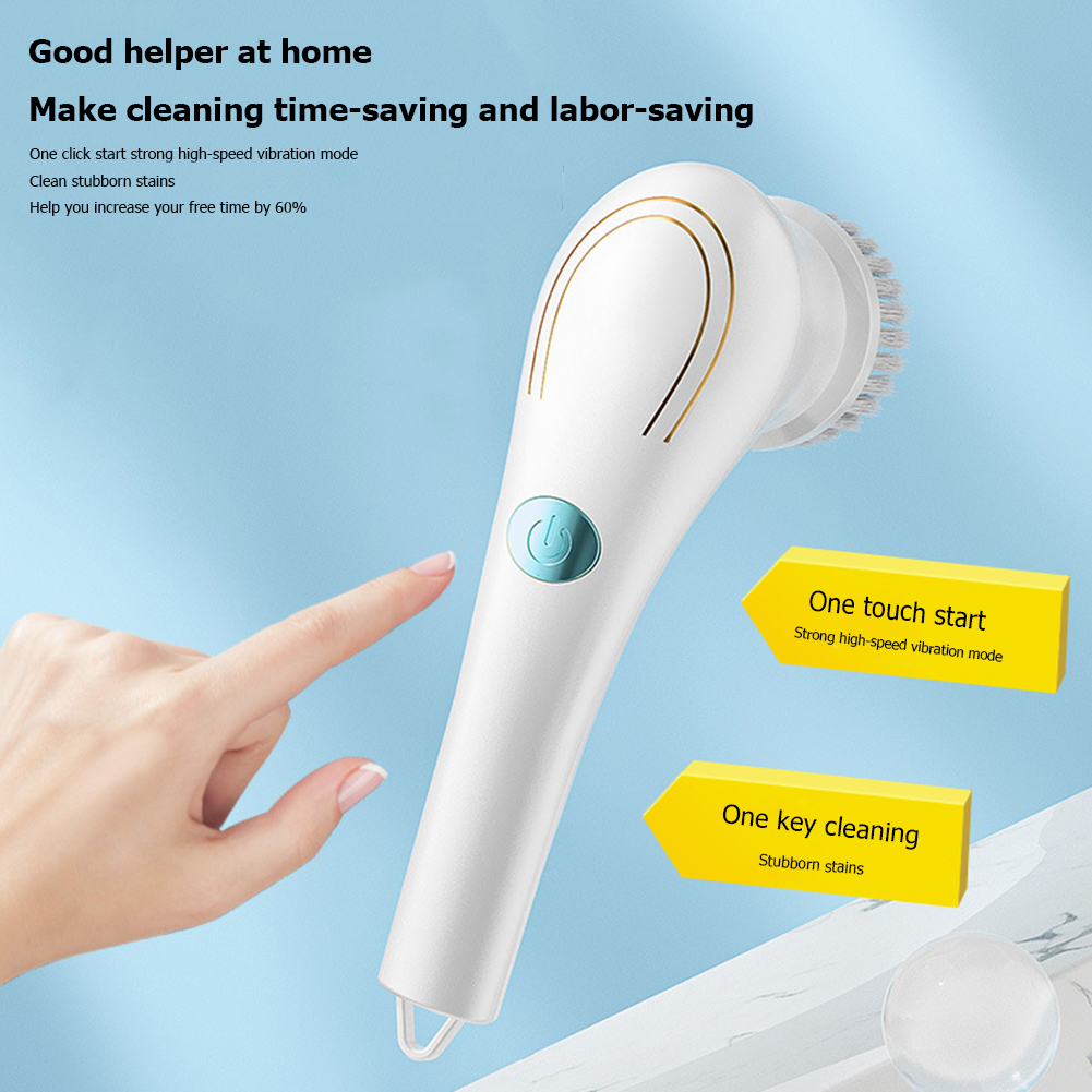 5 in 1 Multifunctional Electric Cleaning Brush USB charging Bathroom Wash Brush Kitchen Cleaning Tool Dishwashing Brush