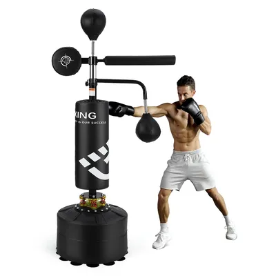 5 in 1 Punching Bag with Stand for Adult and Kids, Freestanding Speed Bag Hitting Target Heavy Kickboxing Bag