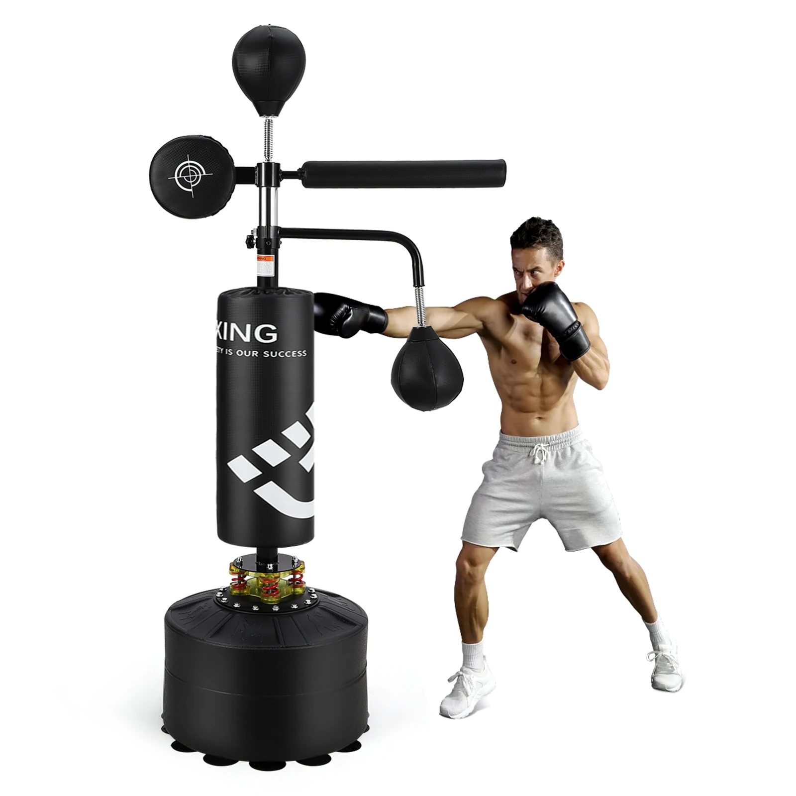 5 in 1 Punching Bag with Stand for Adult and Kids, Freestanding Speed Bag Hitting Target Heavy Kickboxing Bag