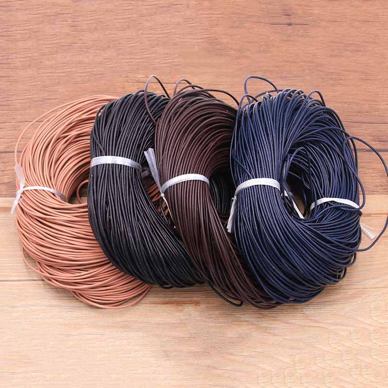 5 Meter Genuine Cow Leather Round Thong Cord DIY Bracelet Findings Rope String For Jewelry Making