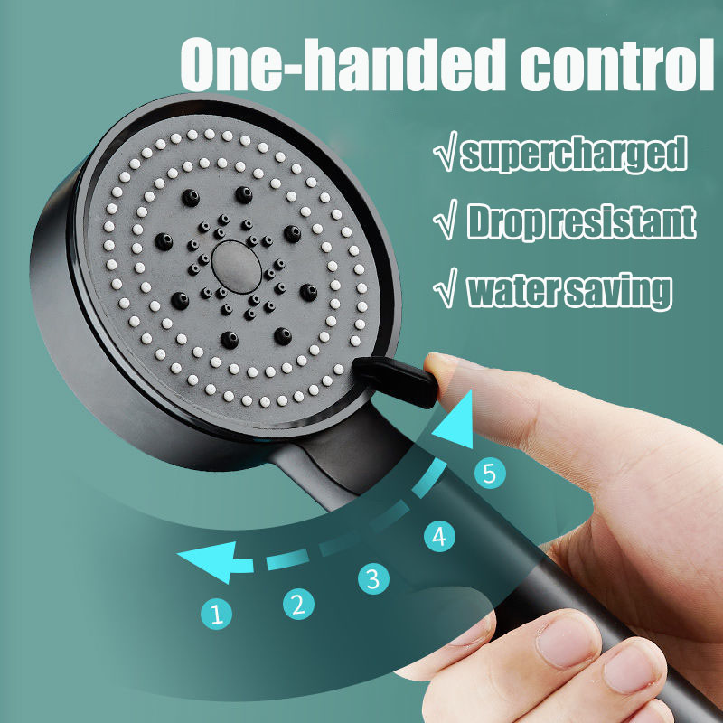 5 Modes Shower Head Adjustable High Pressure Water Saving Shower Head Water Massage Shower Head Hook Hose Bathroom
