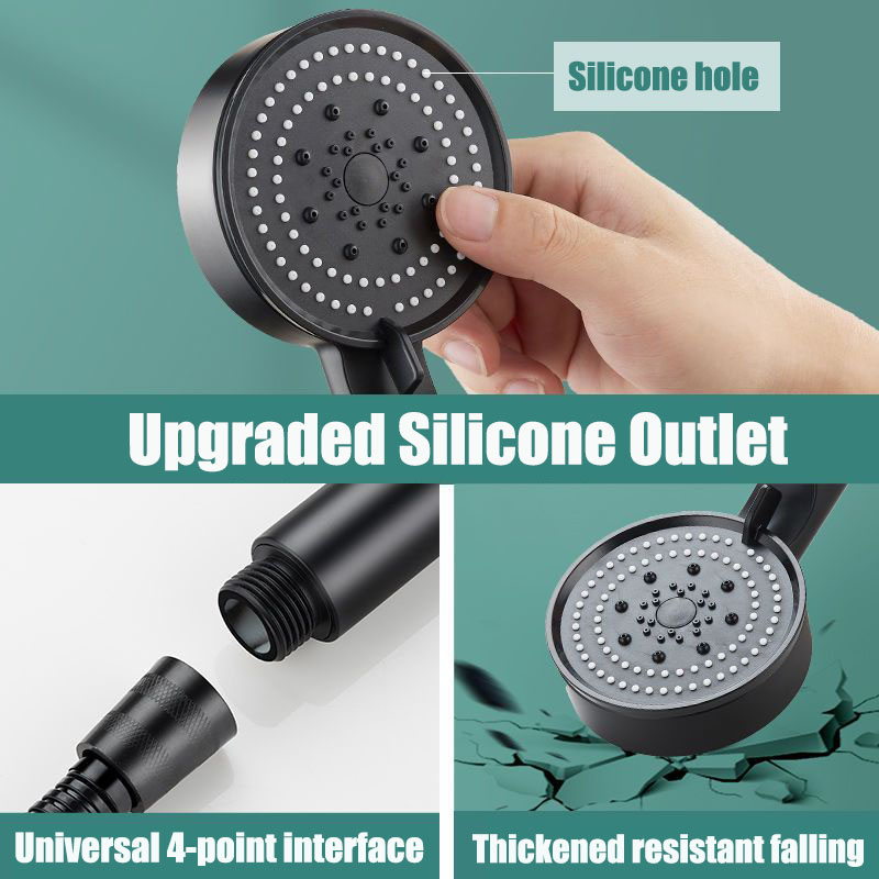 5 Modes Shower Head Adjustable High Pressure Water Saving Shower Head Water Massage Shower Head Hook Hose Bathroom