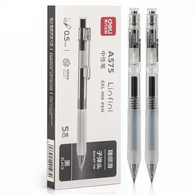 5 Pens Retractable Gel Ink Pen Black Blue Bullet Tip Office Writing Pen 0.5 mm Replaceable Refills School Supplies