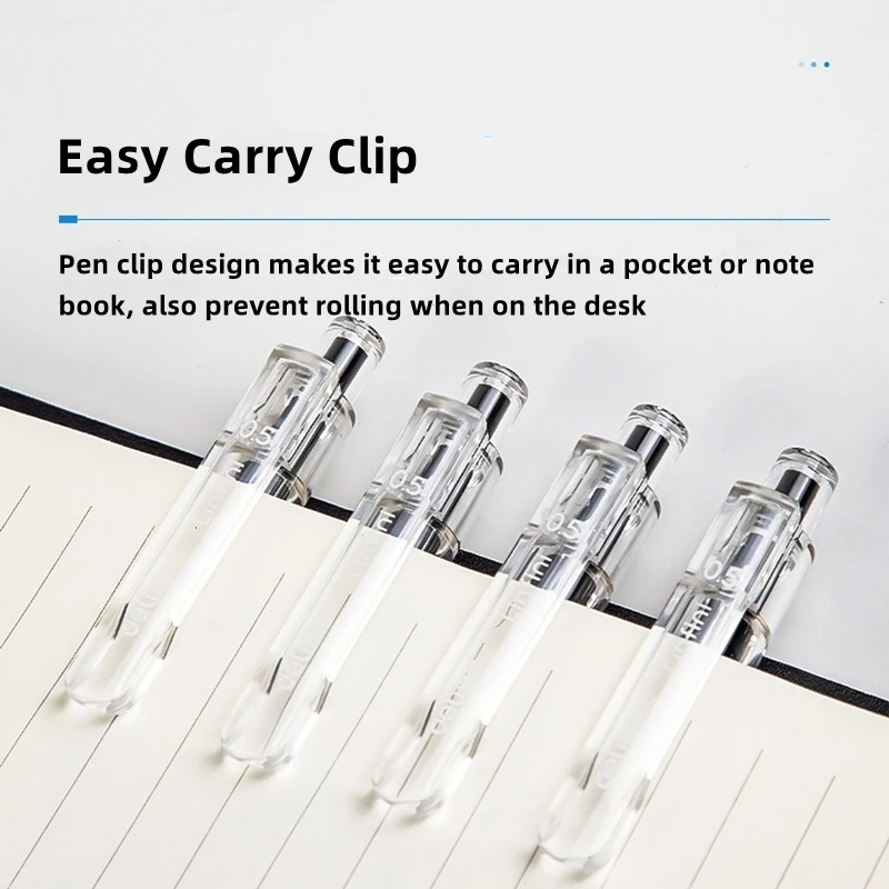 5 Pens Retractable Gel Ink Pen Black Blue Bullet Tip Office Writing Pen 0.5 mm Replaceable Refills School Supplies