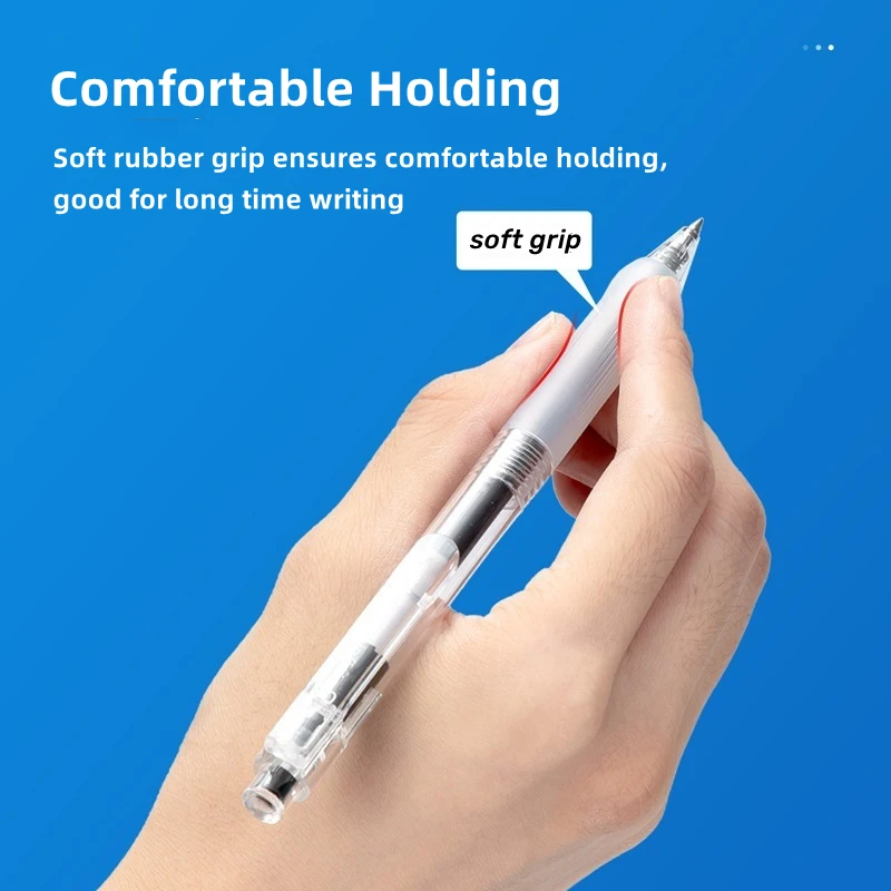 5 Pens Retractable Gel Ink Pen Black Blue Bullet Tip Office Writing Pen 0.5 mm Replaceable Refills School Supplies