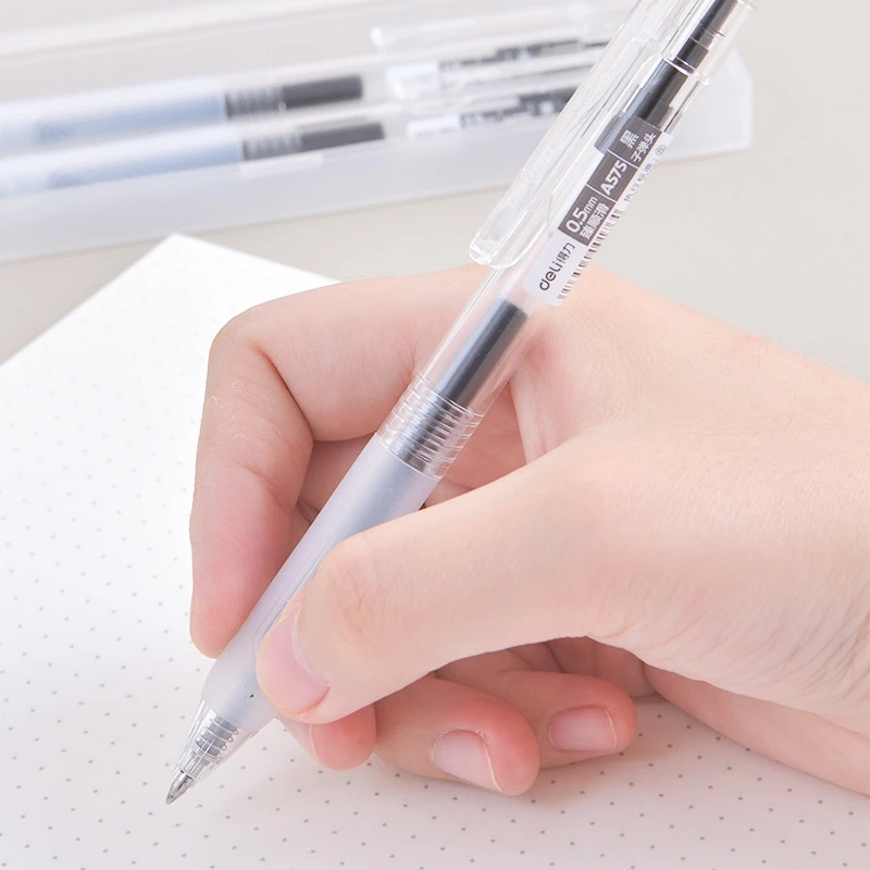 5 Pens Retractable Gel Ink Pen Black Blue Bullet Tip Office Writing Pen 0.5 mm Replaceable Refills School Supplies
