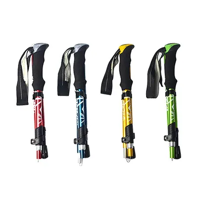 5 Section Outdoor Fold Trekking Pole Camping Portable Walking Hiking Stick For Nordic Elderly Telescopic Easy Put Into