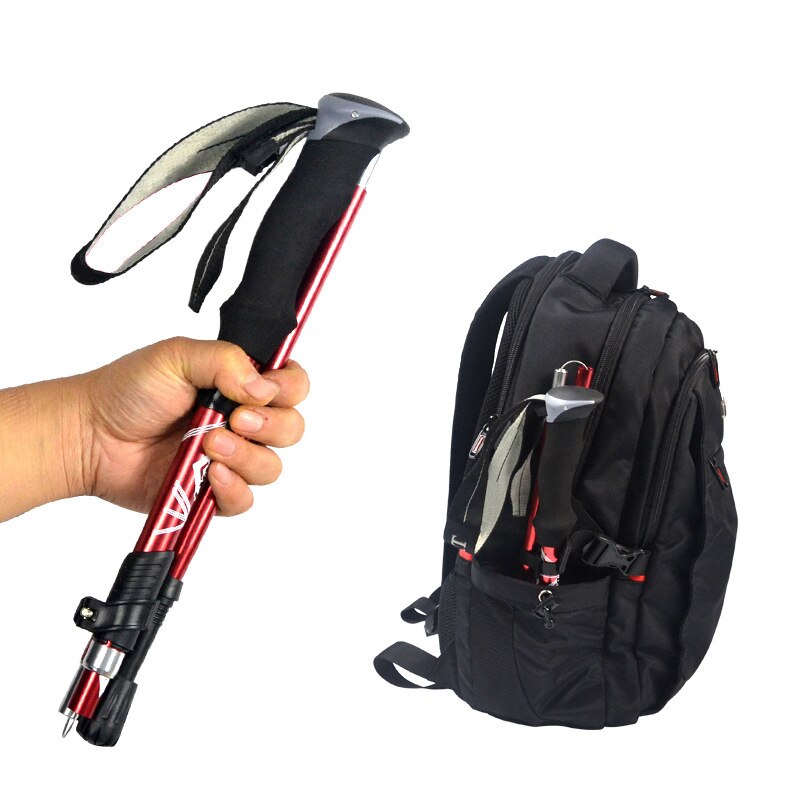 5 Section Outdoor Fold Trekking Pole Camping Portable Walking Hiking Stick For Nordic Elderly Telescopic Easy Put Into