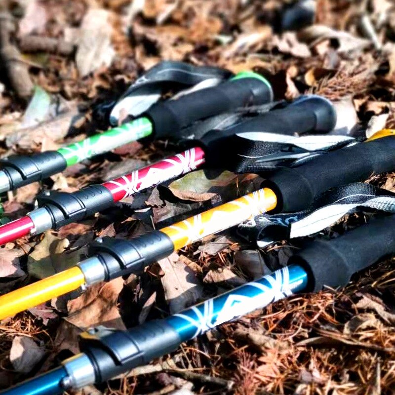 5 Section Outdoor Fold Trekking Pole Camping Portable Walking Hiking Stick For Nordic Elderly Telescopic Easy Put Into