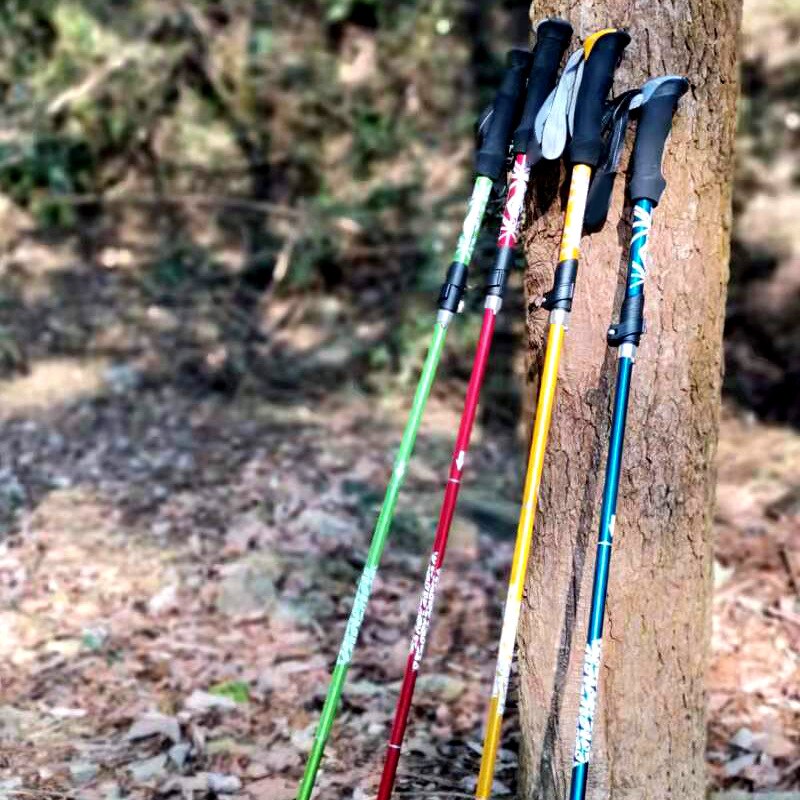 5 Section Outdoor Fold Trekking Pole Camping Portable Walking Hiking Stick For Nordic Elderly Telescopic Easy Put Into